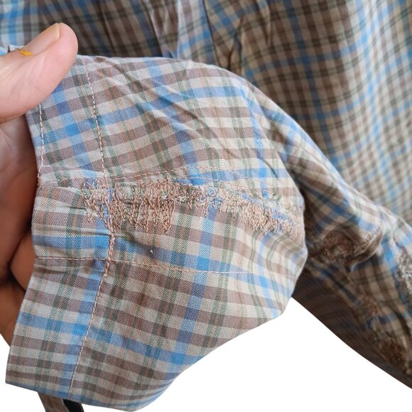 25" 25W High Waist True Vtg 60s womens COTTON SIDE ZIP RELIC GREEN PLAID Shorts - Picture 5 of 7